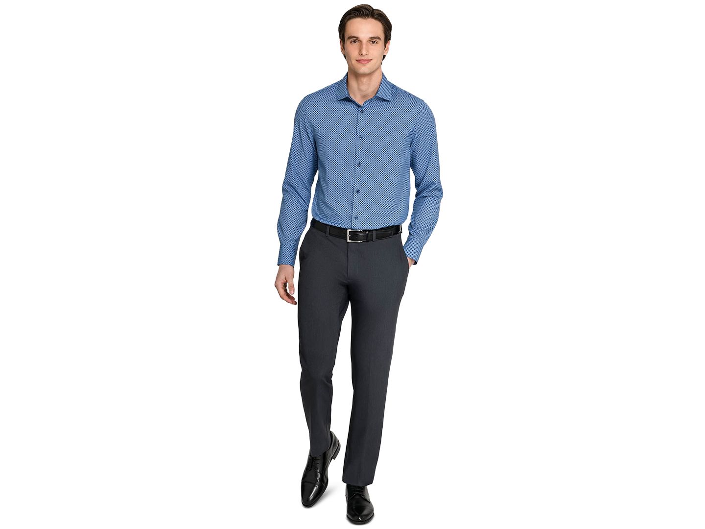 Мужская рубашка ConStruct Performance Stretch Tile Print Dress Shirt, цвет: Тёмно-синий / Белый — фото 2