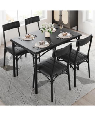 Kitchen Table and Chairs for 4 Rectangular Dining Set with Upholstered Chairs Perfect for Small Spaces
