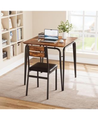 3 Piece Dining Table Set for 2 – Small Square Table with 2 Chairs, Space Saving Dinette Set for Kitchen, Dining Room & Small Apartments