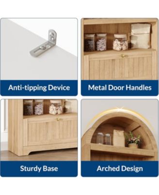 71" Tall Arched Storage Cabinet with Drawer, 6-Tier Freestanding Arch Pantry Cabinet with Adjustable Shelves