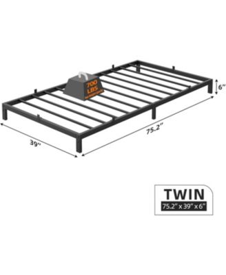 6 Inch Twin Bed Frame No Box Spring Needed, Low Profile Bed Frame Heavy Duty Metal Platform Twin Non-Slip Metal Bed Frame