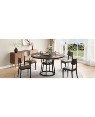 Round Dining Table for 4-6 47.2 Inch Farmhouse Kitchen Table with Storage Circle Dinner Tables for Kitchen Dining Room Living Room
