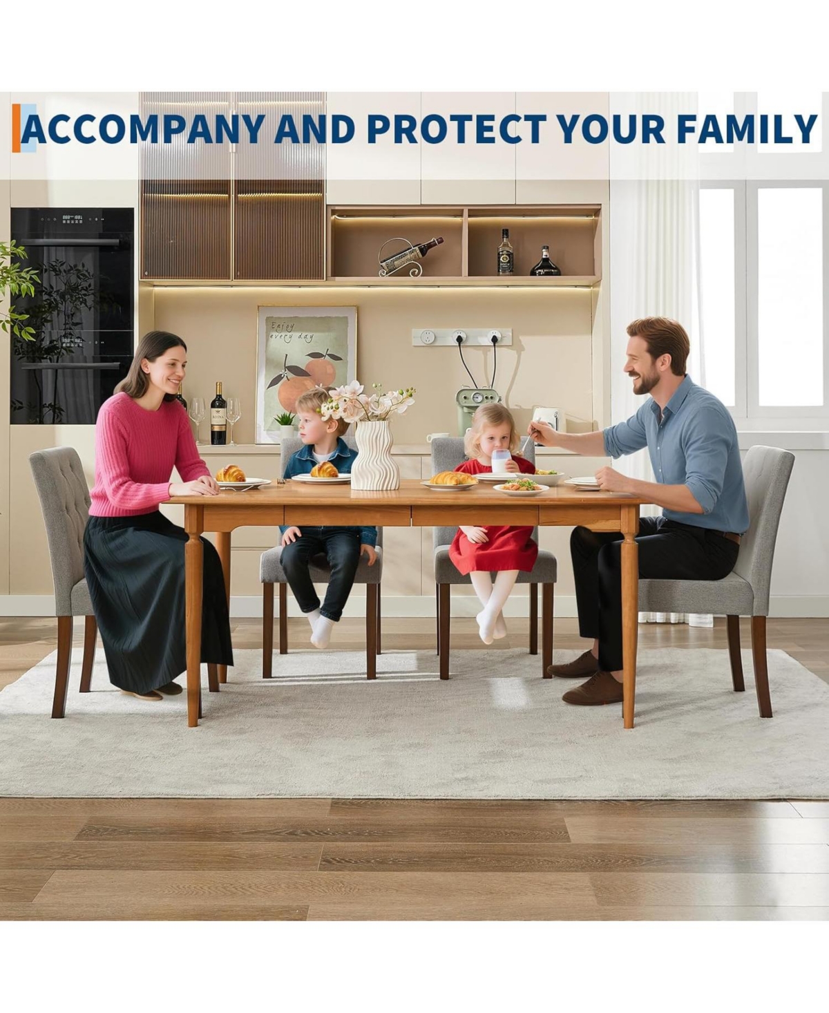 gaomon Upholstered Dining Chairs Set of 6 Modern Fabric Kitchen Side Chairs with Sturdy Wood Legs Parsons Design Comfortable Soft Linen