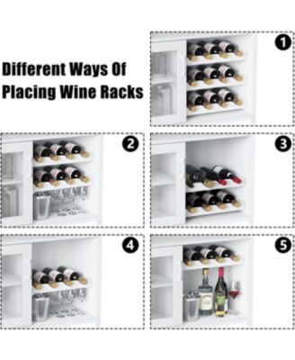 3-Tier Wine Bar Cabinet with Detachable Wine Rack and Drawer Industrial Sideboard and Buffet Cabinet with Glass Holder and Mesh Door