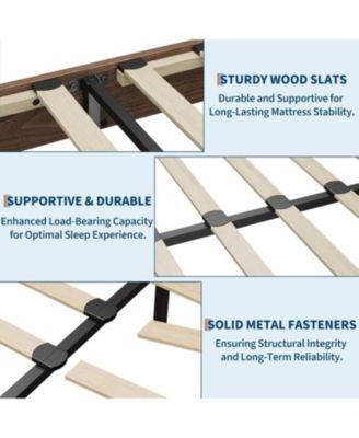 Full Size Wood Bed Frame,Platform Nature Bed with Strong Wooden Slats,No Box Spring Needed,Minimalist Bedroom Furniture,Easy Assembly