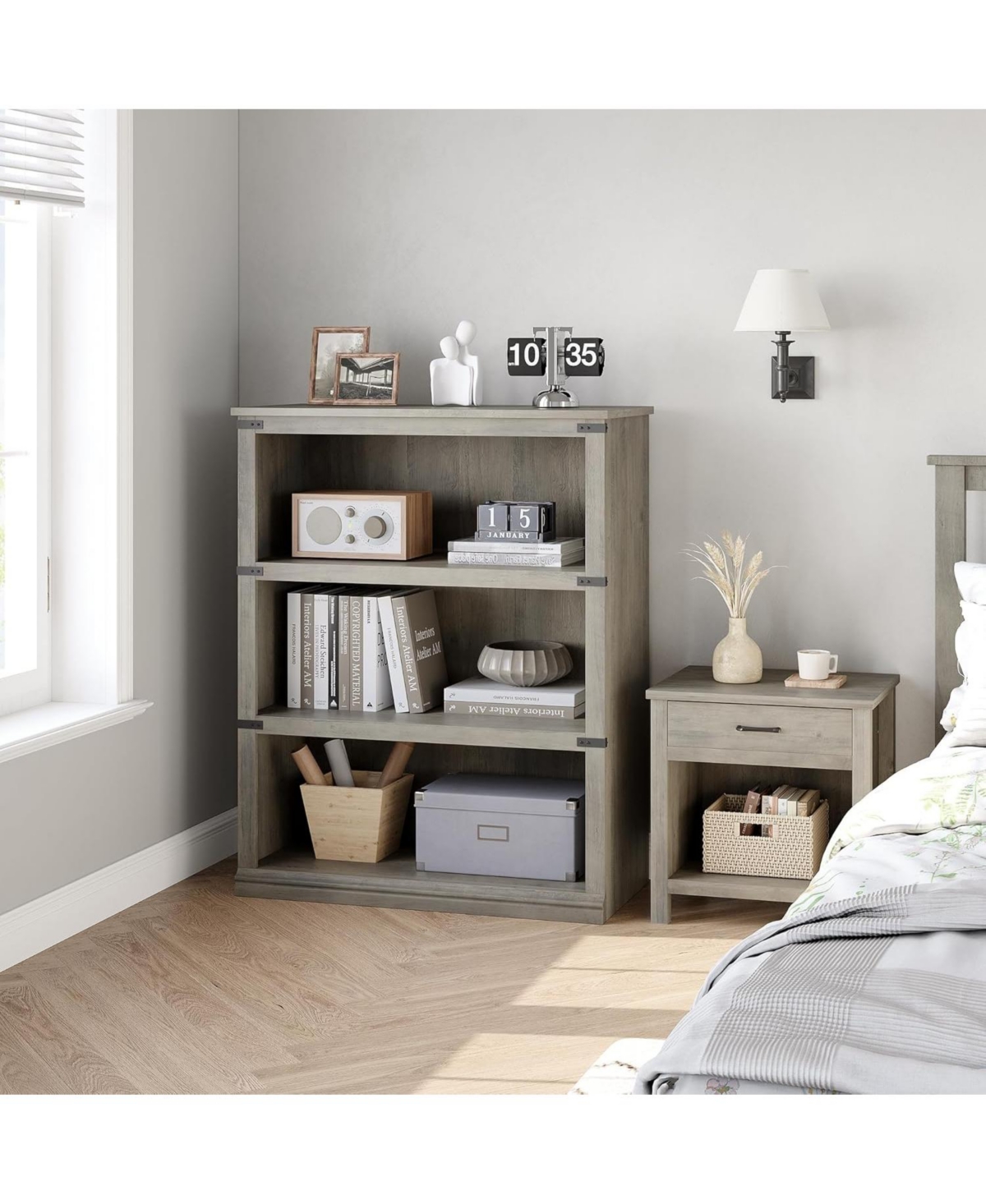 gaomon 3-Tier Farmhouse Bookcase – Wooden Bookshelf with Open Display Shelves and Storage, Freestanding Home Office, Living Room, Bedroom Furni