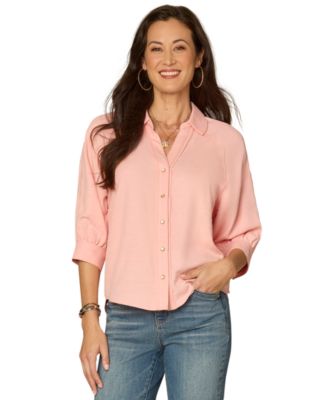 Women's Scallop Edge Collared Shirt