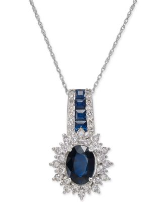 Macy's Sapphire (1-3/4 ct. t.w.) and Diamond (1/2 ct. t.w.) Pendant ...