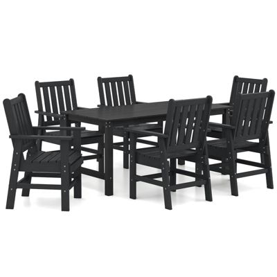 7 Pieces Patio Dining Set Outdoor HDPE Weather Resistant Table & Chairs Set