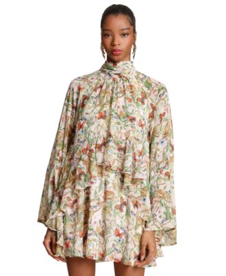 Women’s High Neck Ruffle Mini Dress