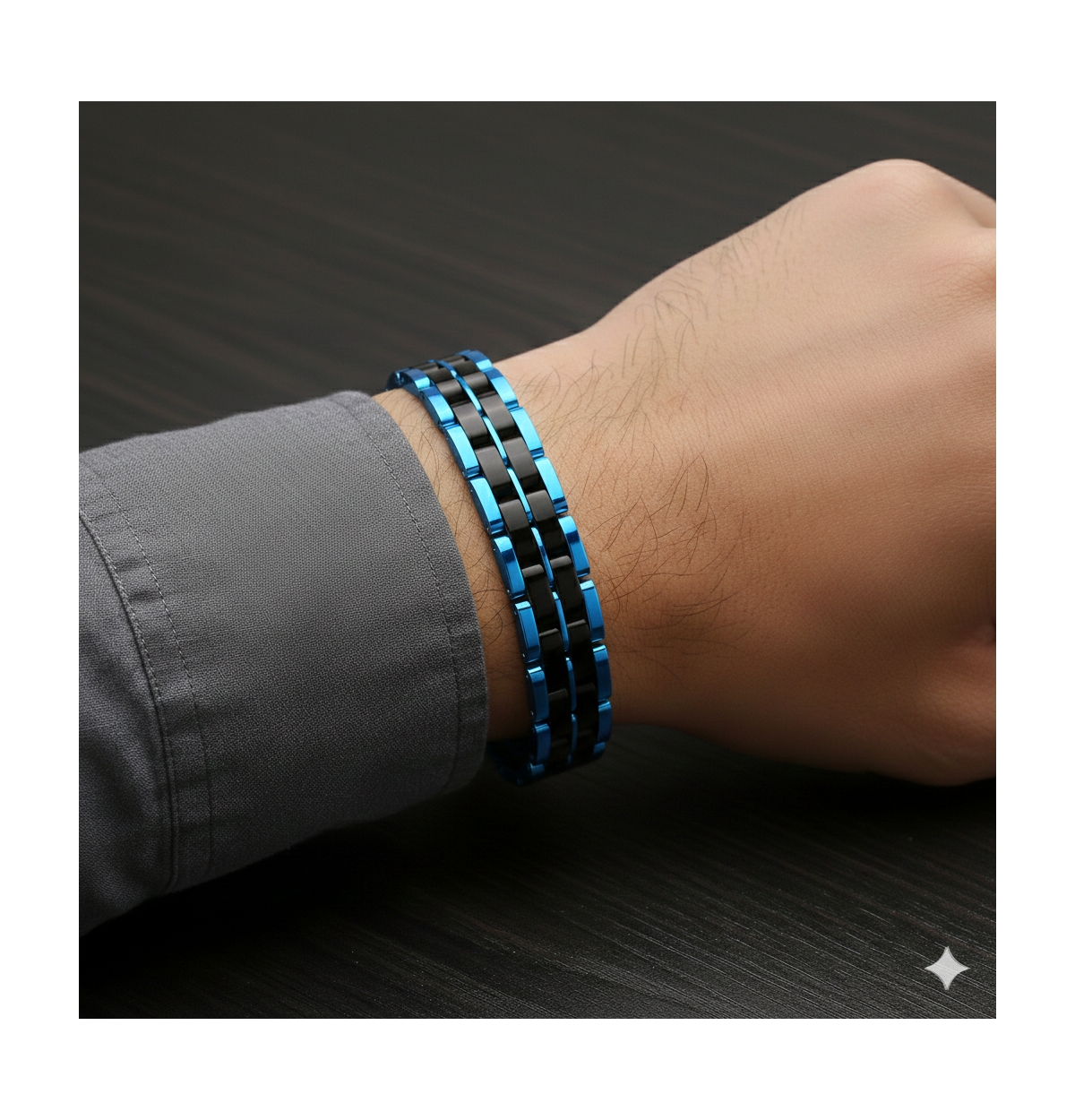 Metallo Stainless Steel, Two-Tone Double Striped Linked Bracelet