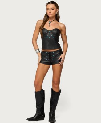 Women's Jessica Cupped Faux Leather Strapless Top