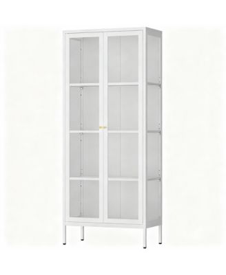 Tempered Glass Sturdy Steel Frame 3-Side Display Cabinet