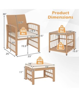 Set of 5 Patio Conversation Set PE Rattan Balcony Furniture Set w/ Cushions