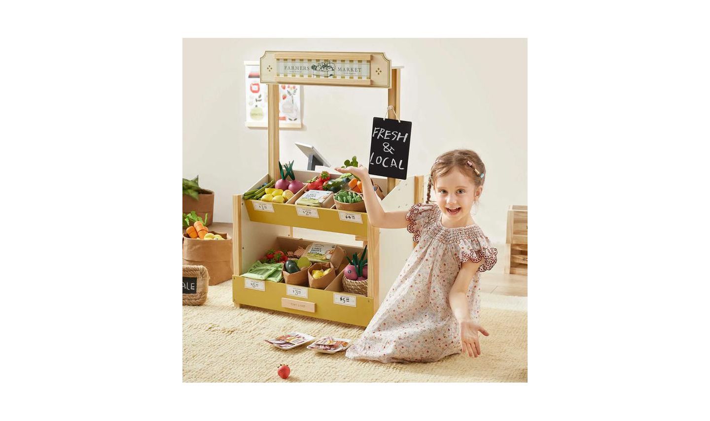 Детский игровой набор Tiny Land Grocery Store Wooden 6-Piece Playset, Ages 3+ — фото 6