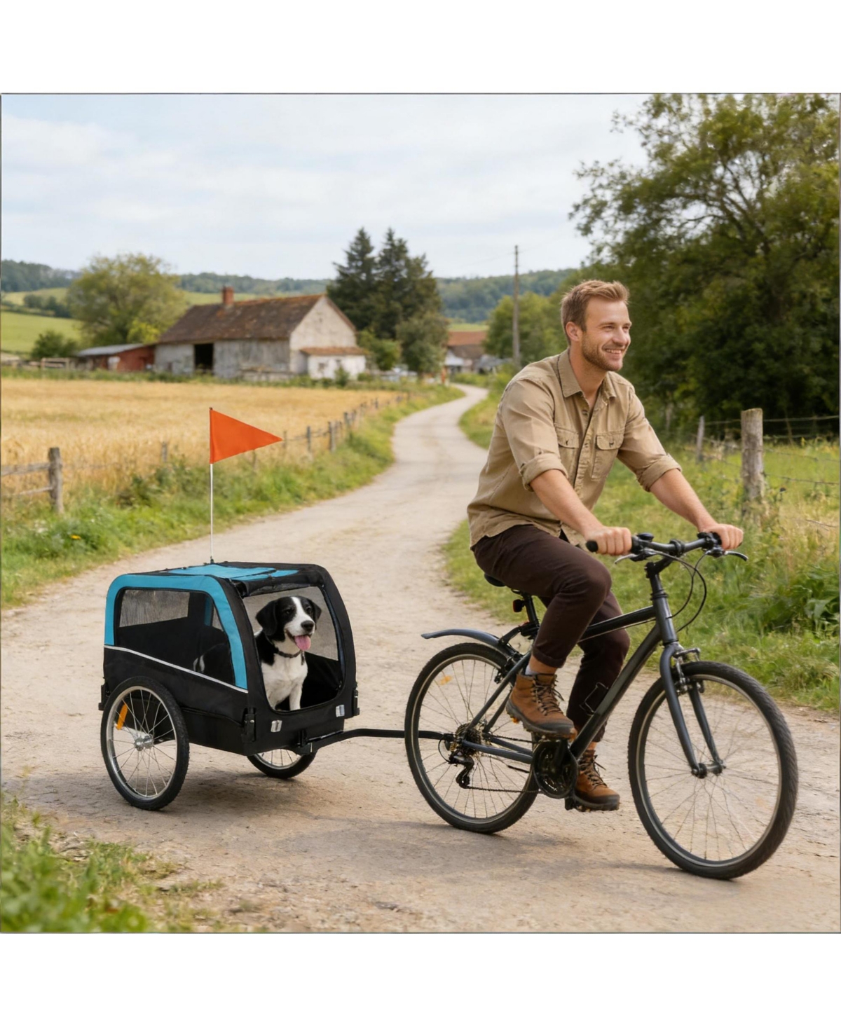 Aostirmotor Pet Bike Trailer Carrier for Dogs & Small Animals, Collapsible Stroller Bicycle Attachment