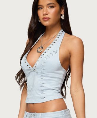 Women's Sloane Faux Suede Halter Top