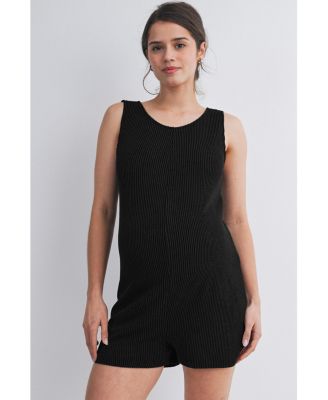 Maternity Ribbed Sleeveless Crewneck Romper