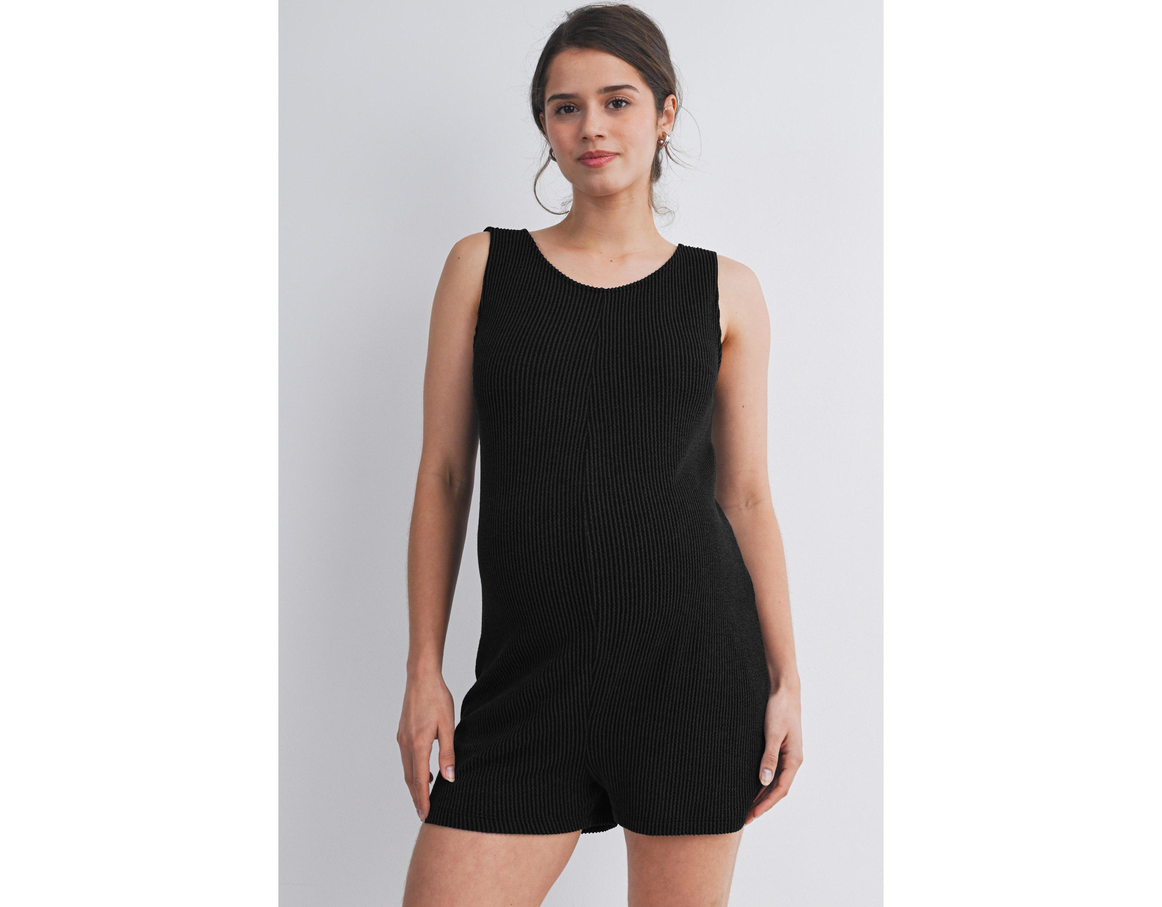 Hello Miz Maternity Ribbed Sleeveless Crewneck Romper