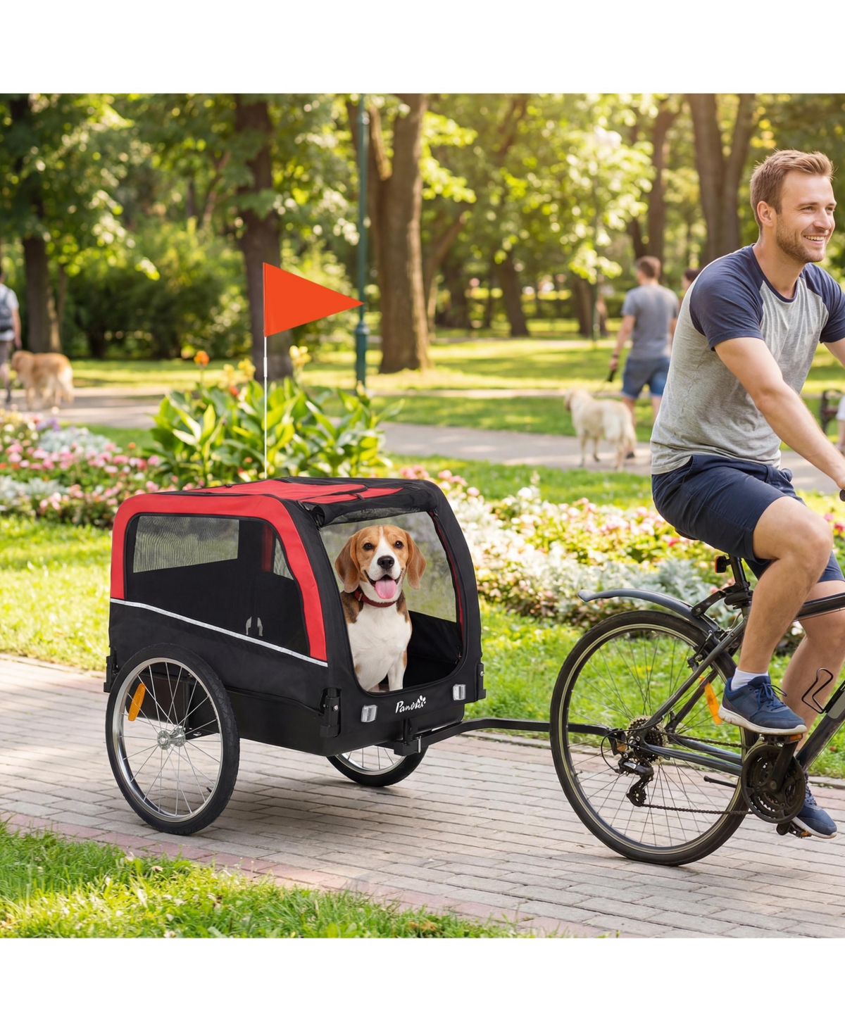 PawHut Dog Bike Trailer, Pet Cart Bicycle Carrier with 20" Air Tires