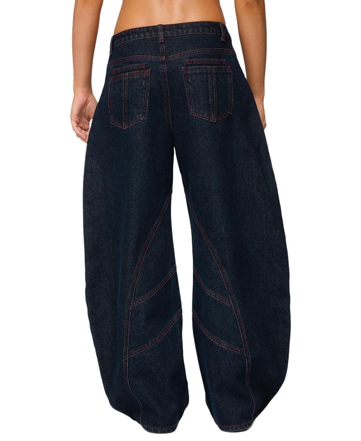 Edikted Women's Double Pocket Low Rise Barrel Leg Jeans view 2 — MAYCSS fashion products
