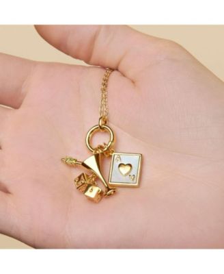 Ace of Hearts Pendant Necklace in 14k Gold Finish
