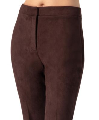 Women's Flared Faux-Suede Trousers with Simulated Back Pockets