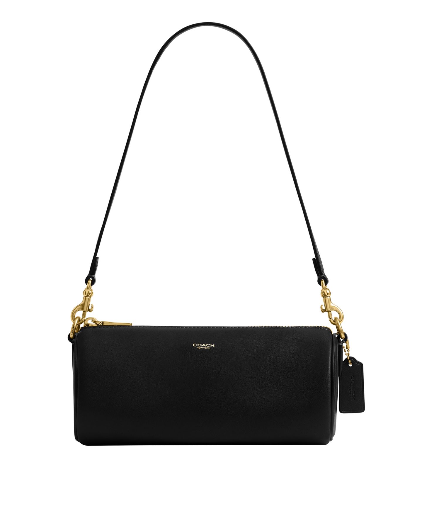 Женская сумка COACH Barrel Small Leather Slim Shoulder, цвет: Латунный / Чёрный — фото 1