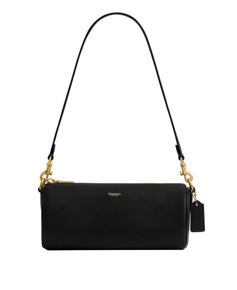 Женская сумка COACH Barrel Small Leather Slim Shoulder, цвет: Латунный / Чёрный
