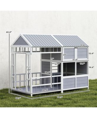 Dog House Outdoor, 79"L Wooden Dog Shelter with Porch, Storage