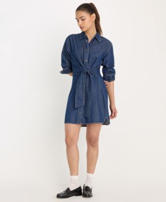 Women's Denim Wrap Shirt Dress, Regular & Plus Size