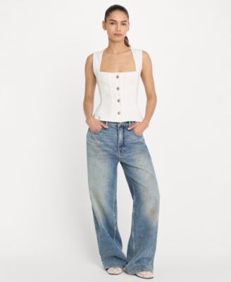 Women's Button-Front Peplum Top