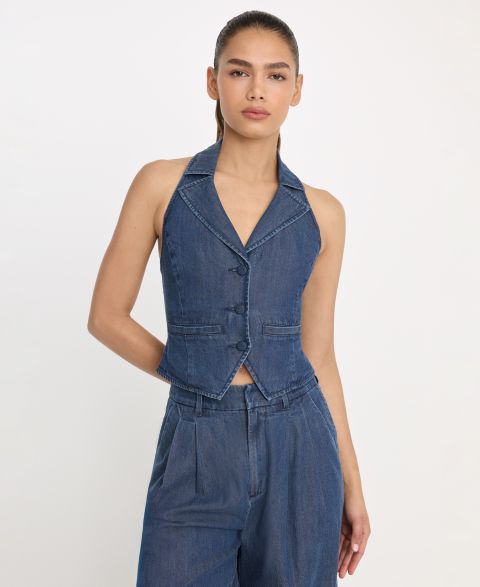 Женский жилет Good American Halter Neck, цвет: Индиго