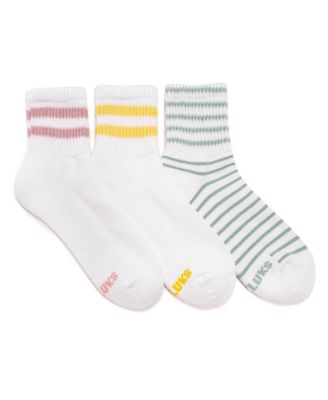 Women's Cotton Quarter Crew Socks with Wide Rib Cuff, 3 Pair Pack