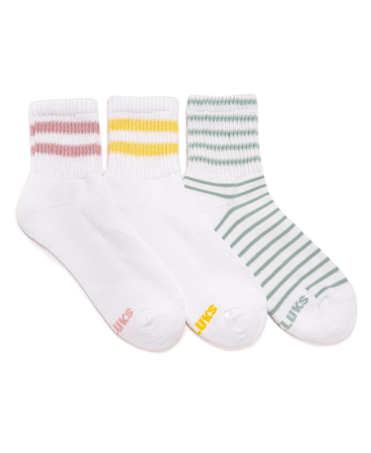 Muk Luks Women's Cotton Quarter Crew Socks with Wide Rib Cuff, 3 Pair Pack