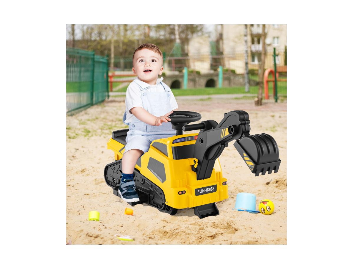 Slickblue Electric 3-in-1 Ride On Tractor Excavator for Kids with Music
