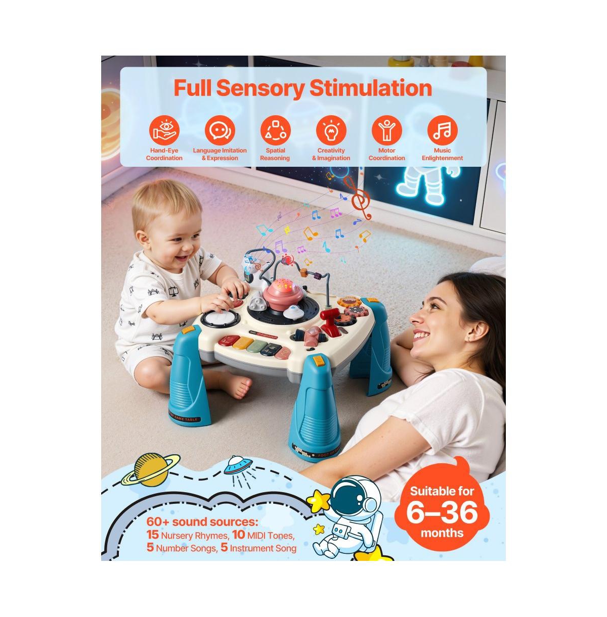 Slickblue Baby Spacecraft Activity Table for 6+ Months with Music & Lights
