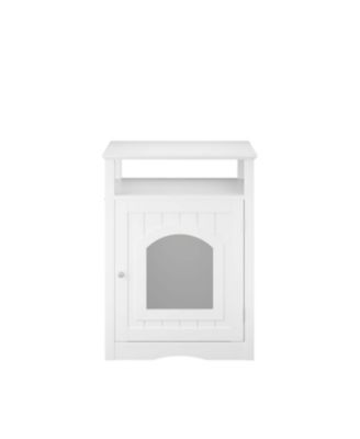 Modern Cat Litter Box Furniture: Enclosed Wooden Cabinet with Storage Shelf, Discreet Side Table for Living Room