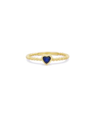 Blue Sapphire Bezel Heart Ring 14K Gold