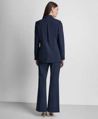 Women's Notch Lapel Collar Blazer and Mid Rise Straight-Leg Pants