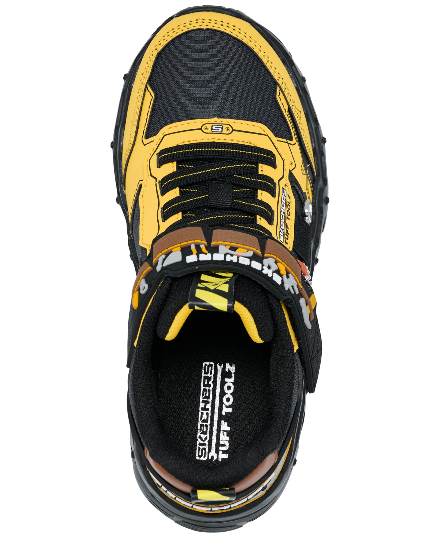 Детские кроссовки Skechers Little Kids Mega-Flex Lite - Tuff Toolz Fastening Strap Casual, цвет: Жёлтый / Чёрный — фото 5