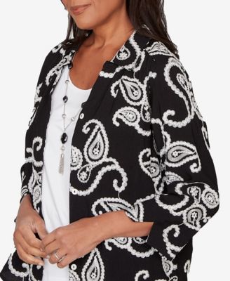 Petite Crowd Pleaser Paisley Embroidered Two In One Top 