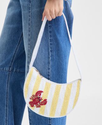 Beaded Half Moon Shoulder Bag