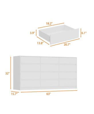 63'' 12-Drawer Bedroom Dresser with Deep Drawers