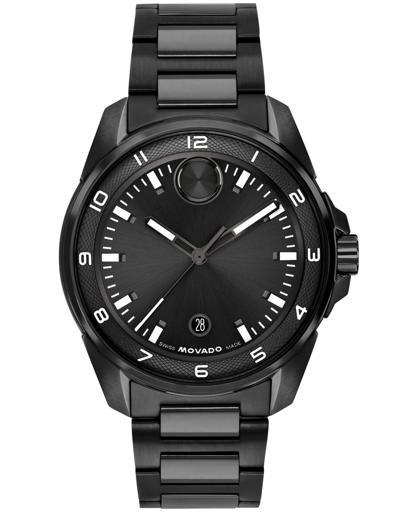 Мужские часы Movado Bold Verso S Swiss Quartz Ionic Plated Black Steel Watch, 42mm — фото 1