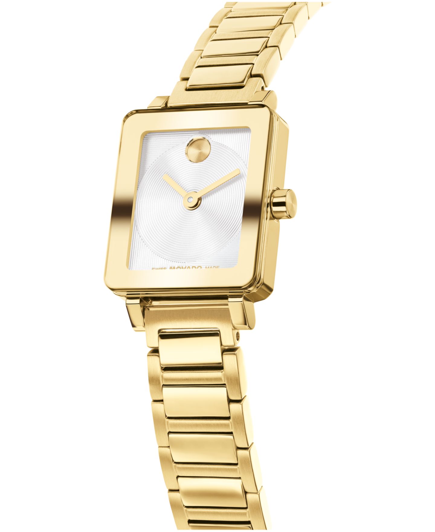 Женские часы Movado Bold Evolution 2.0 Mini Tank Swiss Quartz Ionic Plated Light Yellow Gold Steel Watch, 20x23mm — фото 4