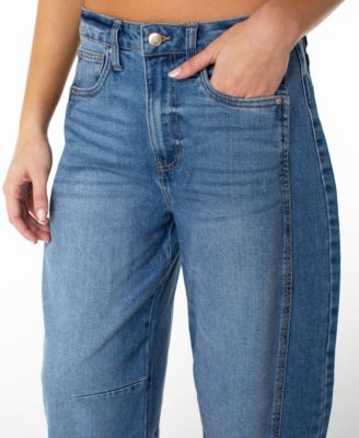 Juniors' High Rise Barrel-Leg Jeans