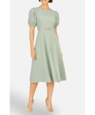 Women's Buckle Detail Short Sleeve Skater Dress