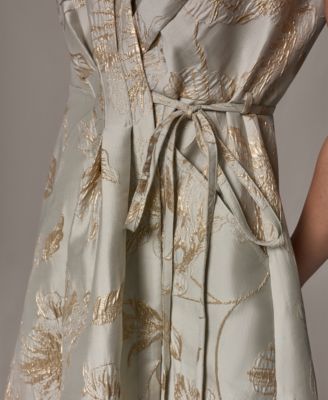 Women's Printed V-Neck Faux Wrap Dress