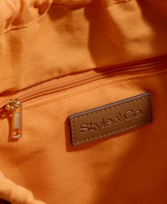 Drawstring Straw Handle Mini Tote